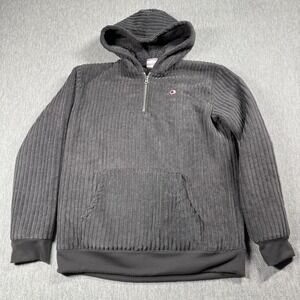 Champion Hoodie Youth XL Gray Corduroy Fleece 1/4 Zip Pullover Sherpa Hooded Swe